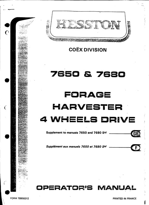 Product picture Hesston 7650 7680 Forage Harvester Service Parts Catalog PDF