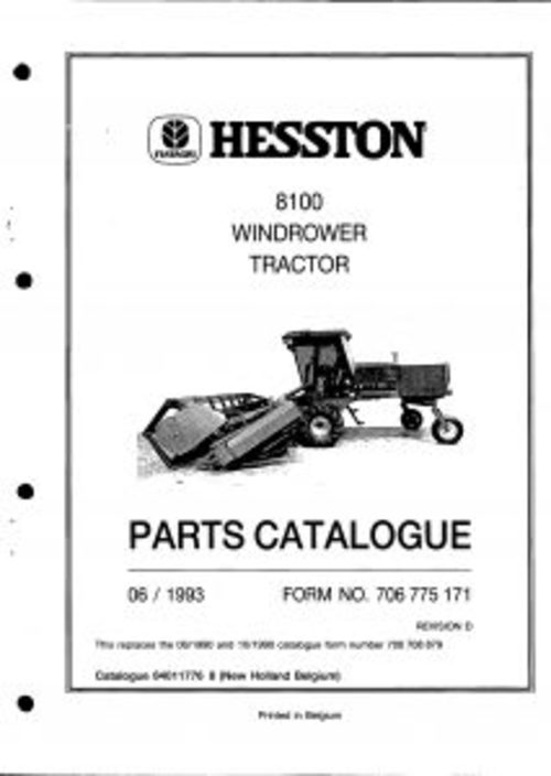 Product picture Hesston 8100 Windrower Tractor Service Parts Catalog PDF