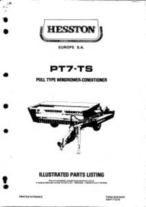 Product picture Hesston PT7-TS Pull Type Service Parts Catalog PDF Tractor