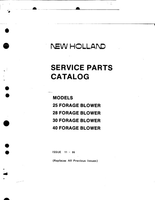 Product picture New Holland 25 28 30 40 Forage Blower Service Parts Catalog