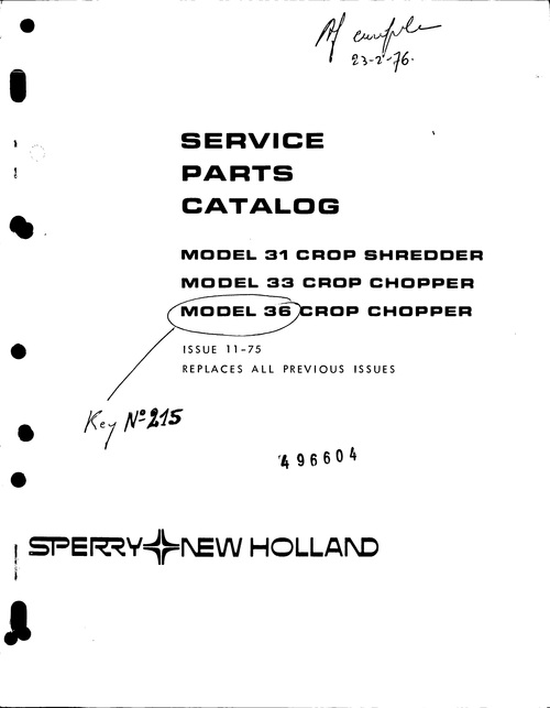 Product picture New Holland 33 36 Crop Chopper Service Parts Catalog PDF