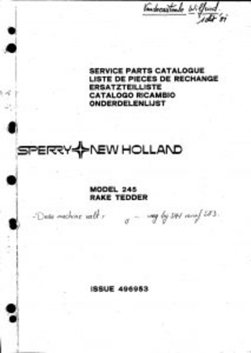 Product picture New Holland 245 Rake Tedder Service Parts Catalog PDF