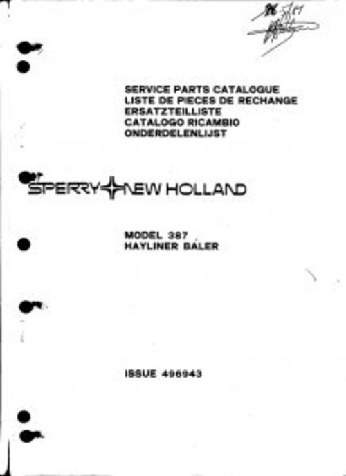Product picture New Holland 387 Hayliner Baler Service Parts Catalog PDF
