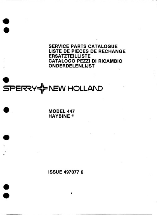 Product picture New Holland 447 Haybine Service Parts Catalog PDF Tractor