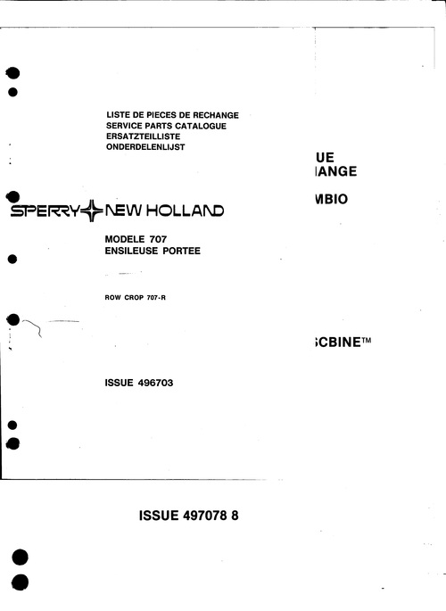 Product picture New Holland 707 Ensileuse Portee Row Crop 707R Parts Catalog