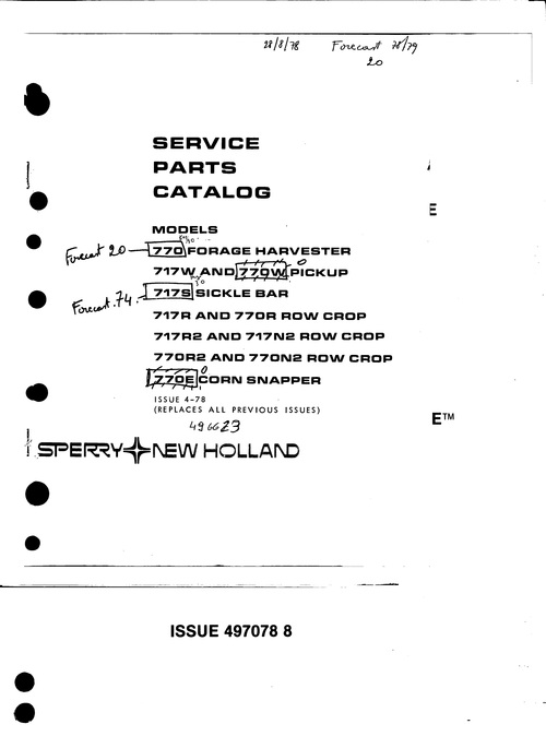 Product picture New Holland 717 770W Pickup Service Parts Catalog PDF Tracto