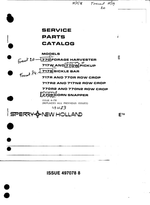 Product picture New Holland 717R 717R2 717N2 Row Crop Service Parts Catalog