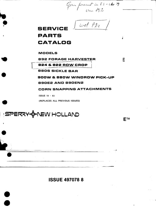 Product picture New Holland 824 822 Row Crop Service Parts Catalog PDF