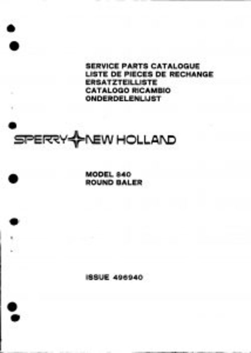 Product picture New Holland 840 Round Baler Service Parts Catalog PDF