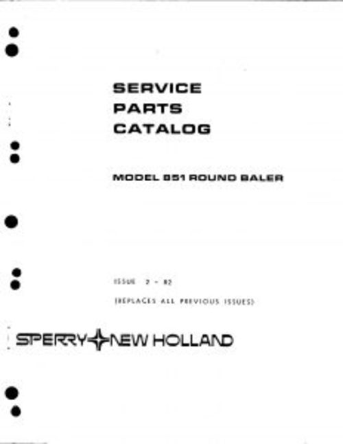 Product picture New Holland 851 Round Baler Service Parts Catalog PDF
