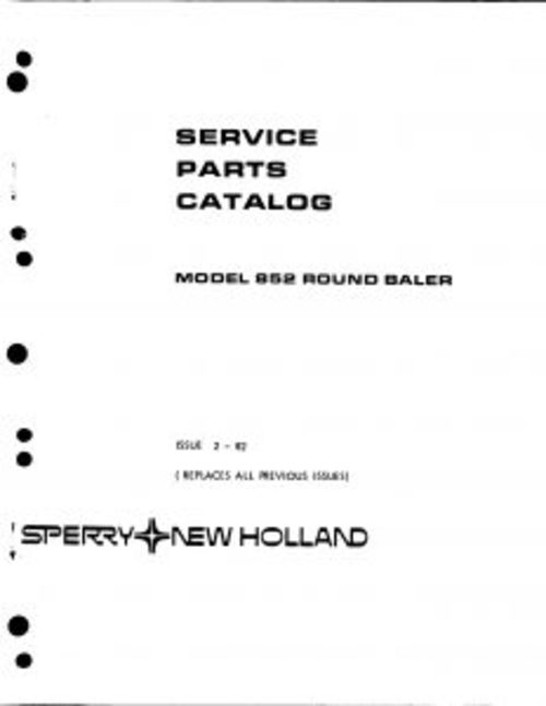 Product picture New Holland 852 Round Saler Service Parts Catalog PDF