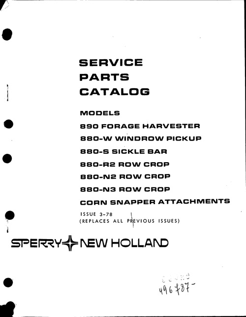 Product picture New Holland 890 Forage Harvester Service Parts Catalog PDF