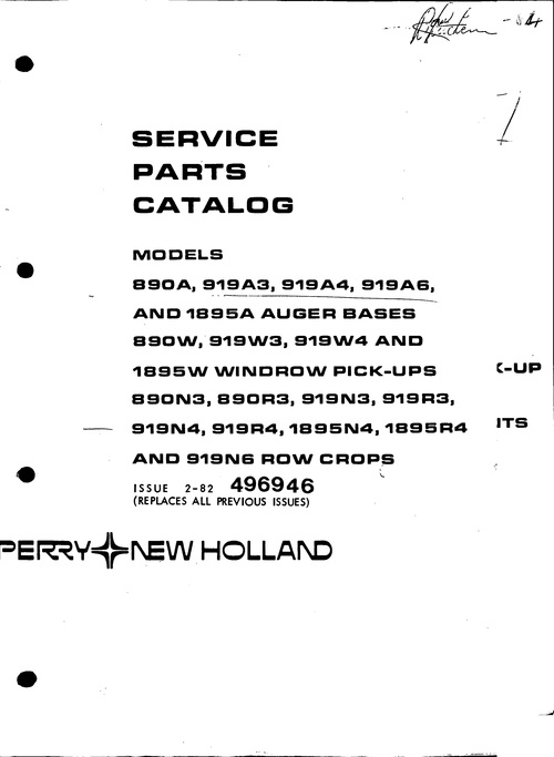 Product picture New Holland 1895N4 1895R4 Row Crops Service Parts Catalog