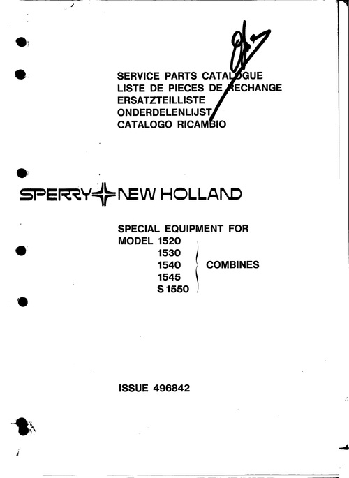 Product picture New Holland 1520 1530 1540 1545 S1550 Service Parts Catalog