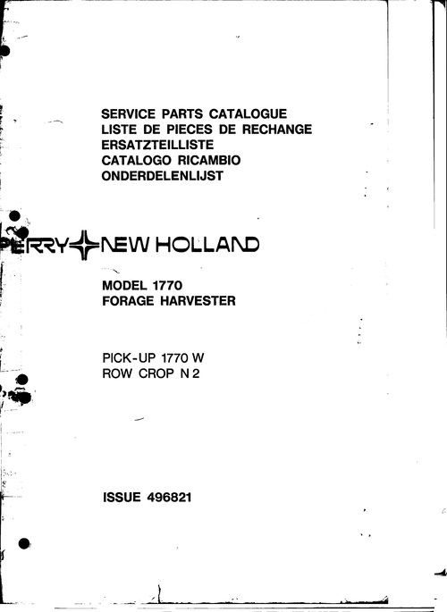Product picture New Holland 1770 W Forage Harvester Service Parts Catalog