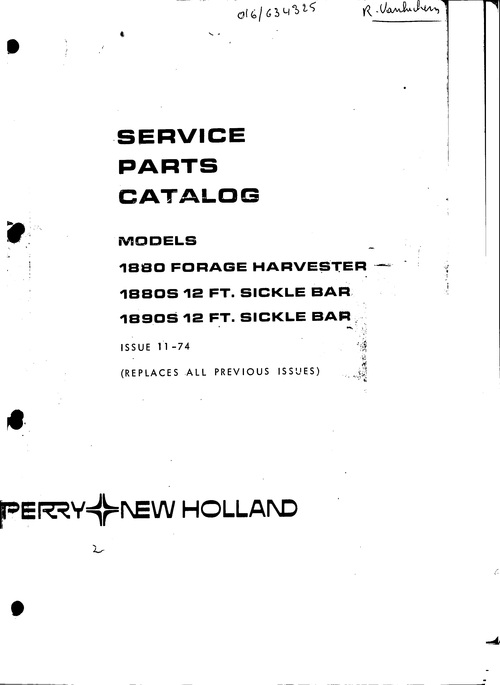 Product picture New Holland 1890 1895 Forage Harvester Service Parts Catalog