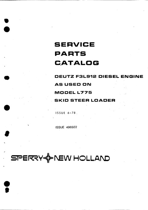 Product picture New Holland F3L912 Service Parts Catalog Model 775 Tractor