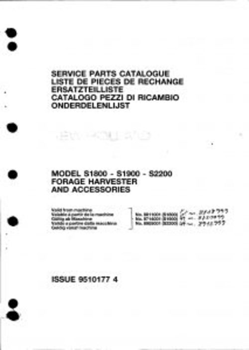 Product picture New Holland S2200 Forage Harvester Service Parts Catalog PDF