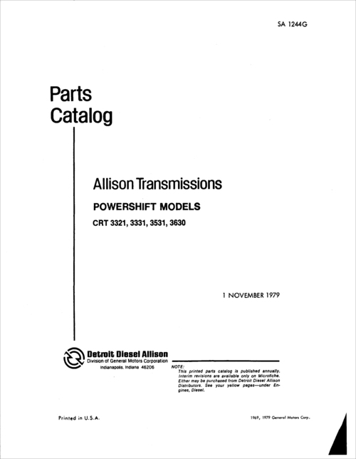Product picture Allison 3321 3331 3531 3630 Series Parts Catalog
