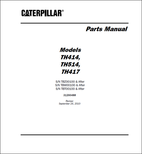 Product picture Caterpillar TH514 Parts Manual Telescopic Forklift