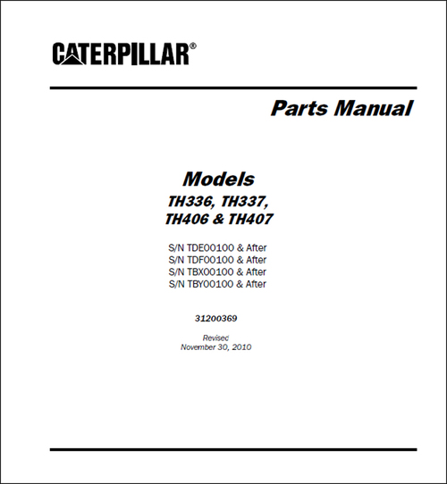 Product picture Caterpillar TH407 Parts Manual Telescopic Forklift