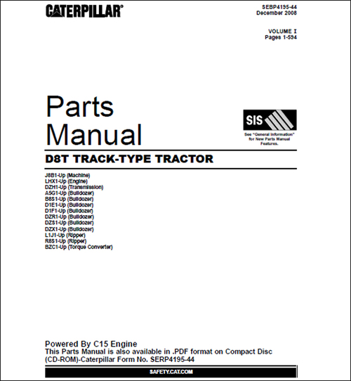 Product picture Caterpillar D8T Parts Manual for Crawler Tractor 1230 pages