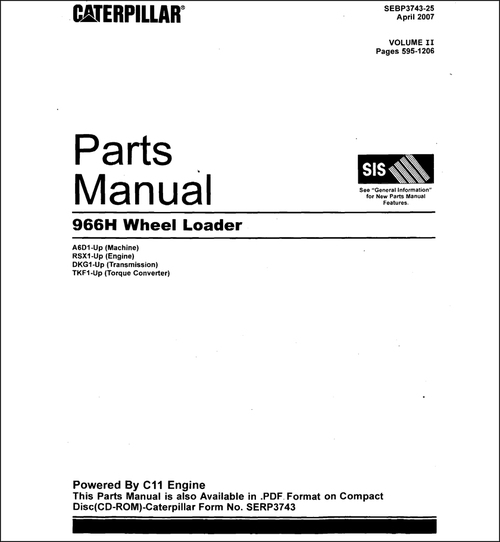 Product picture Caterpillar 966H Parts Manual for Wheel Loader