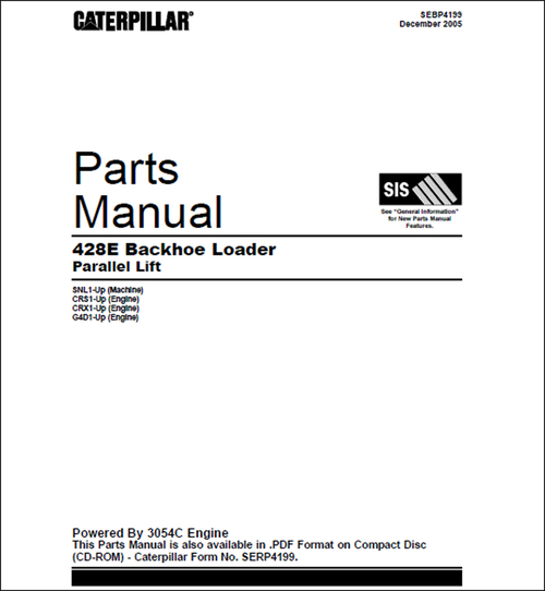 Product picture Caterpillar 428E Parts Manual for Backhoe Loader