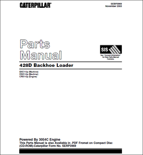 Product picture Caterpillar 428D Parts Manual for Backhoe Loader