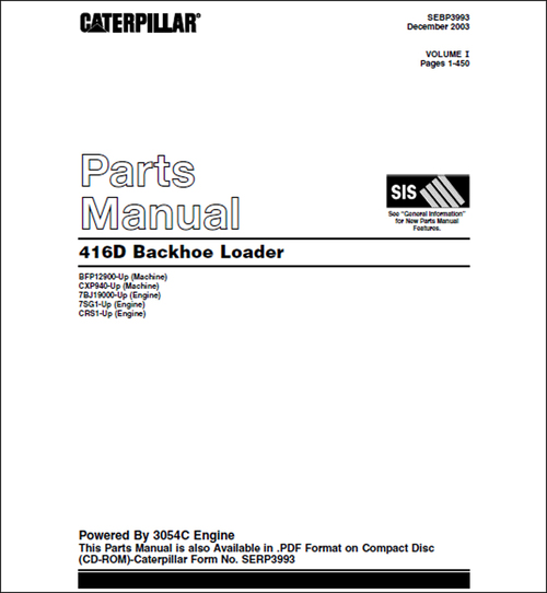 Product picture Caterpillar 416D Parts Manual for Backhoe Loader