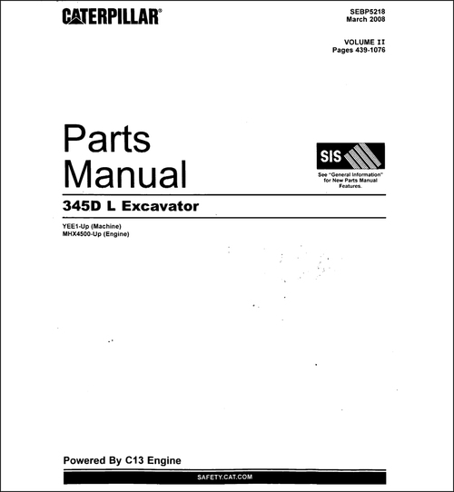 Product picture Caterpillar 345D Parts Manual for Excavator