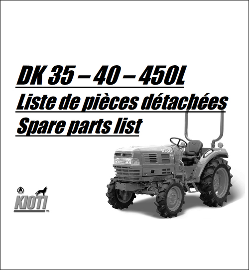 Product picture Kioti DK35 DK40 DK450 Parts Manual Catalog