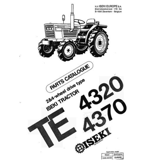 Product picture Iseki TE4320 TE4370 Parts Manual Catalog